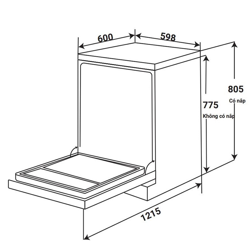 Máy rửa bát độc lập thân inox KAFF KF-BHMI775YS 8